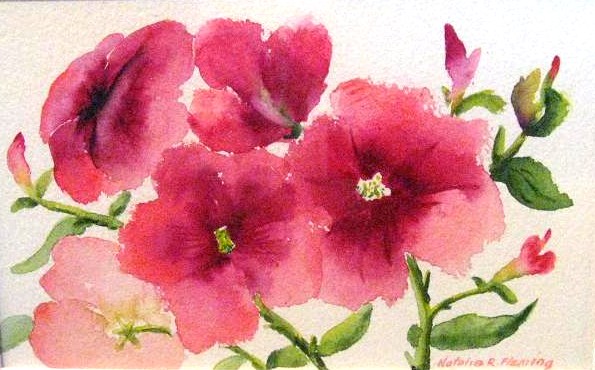 "Red Hot Petunias" by artist Natalie Fleming